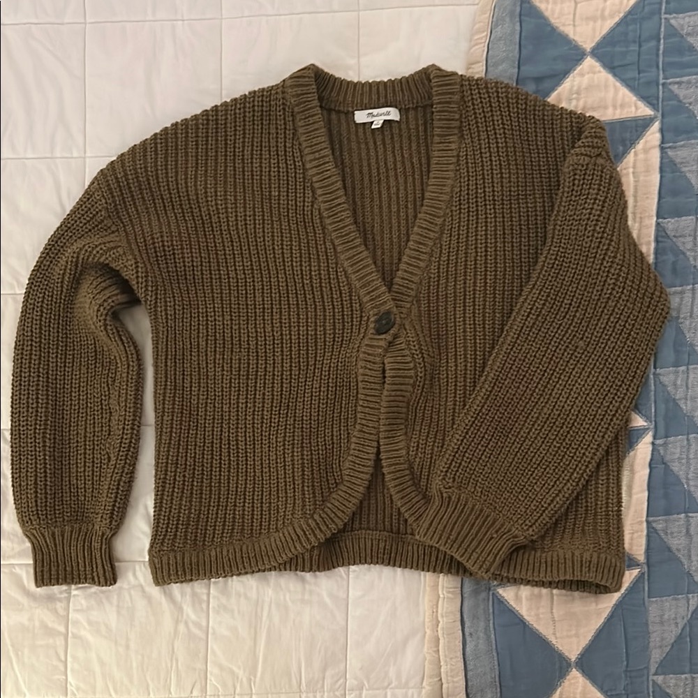 Madewell Olive Green Knit Cardigan
